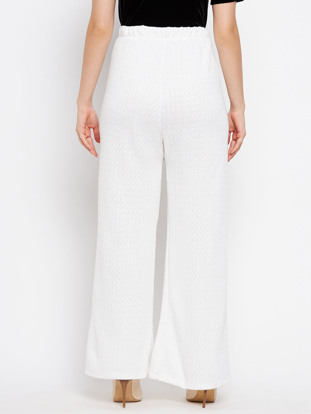 White woolen palazzo pants for women from Clora.