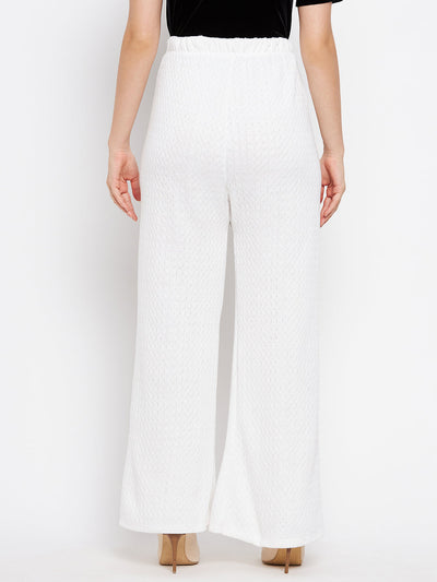 White woolen palazzo pants for women from Clora.