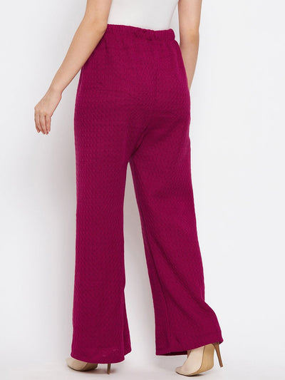 Clora White & Magenta Solid Woolen Palazzo (Pack of 2)