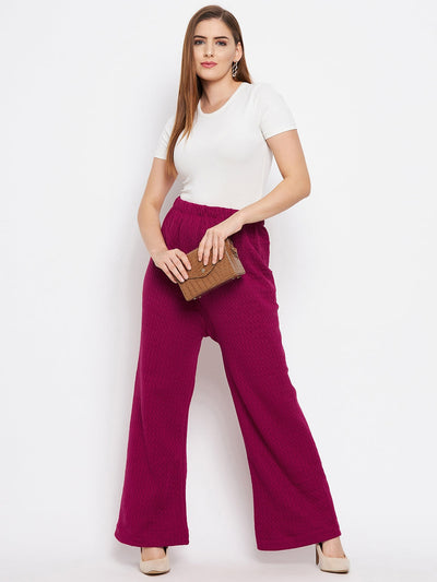 Clora Navy Blue & Magenta Solid Woolen Palazzo (Pack of 2)