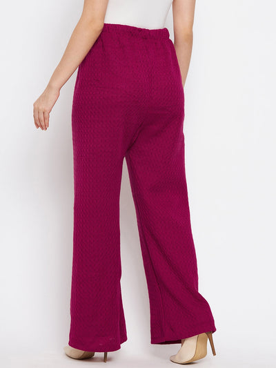 Clora Navy Blue & Magenta Solid Woolen Palazzo (Pack of 2)