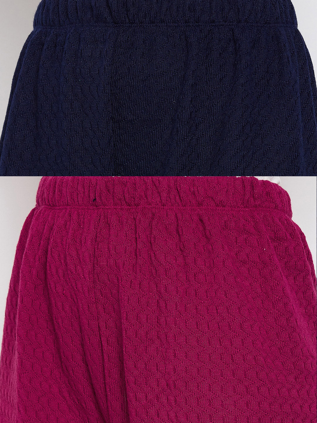 Clora Navy Blue & Magenta Solid Woolen Palazzo (Pack of 2)