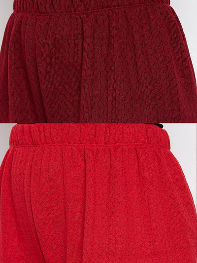 Clora Maroon & Red Solid Woolen Palazzo (Pack of 2)