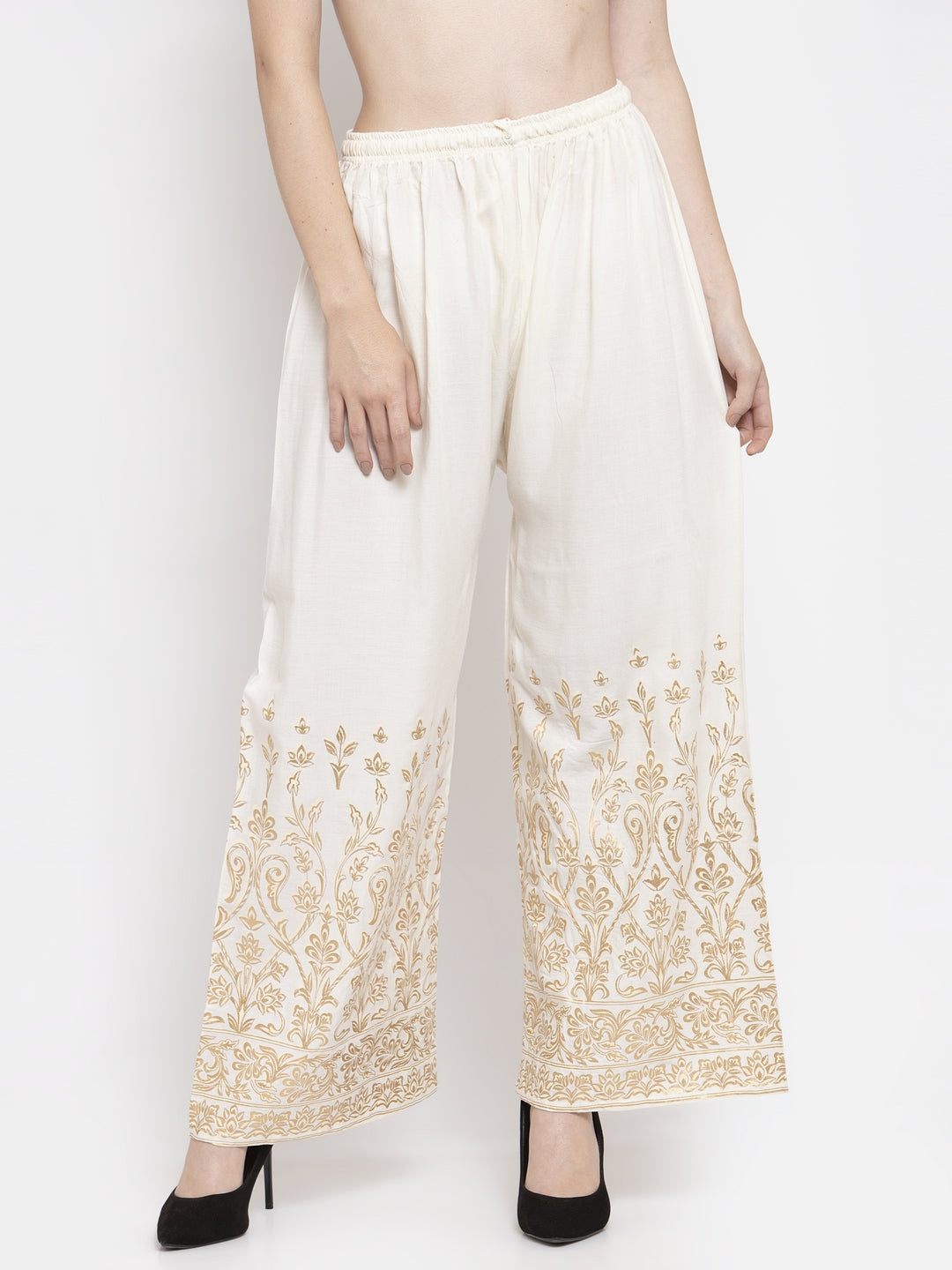 Clora Printed Maroon & Cream Rayon Palazzo (Pack Of 2)