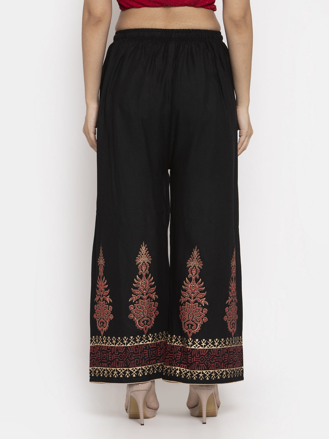 Printed Maroon & Black Rayon Palazzo Pack of 2 featuring a comfortable woolen salwar design, ideal for all-day wear.