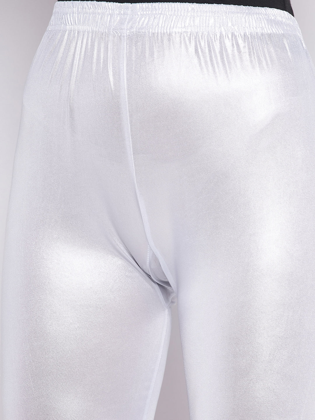 Clora Silver Solid Shimmer Ankle Length Leggings