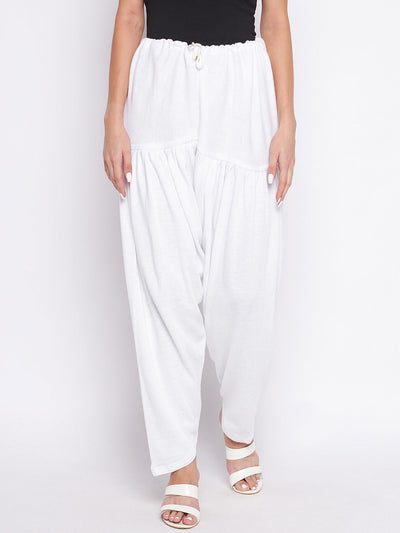 White solid woolen salwar for women, light and comfortable.
