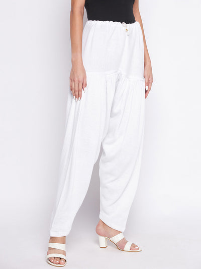 White solid woolen salwar for women, light and comfortable.