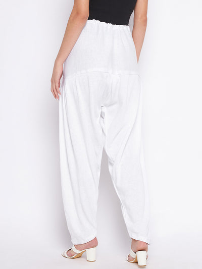White solid woolen salwar from Clora, comfortable and lightweight.