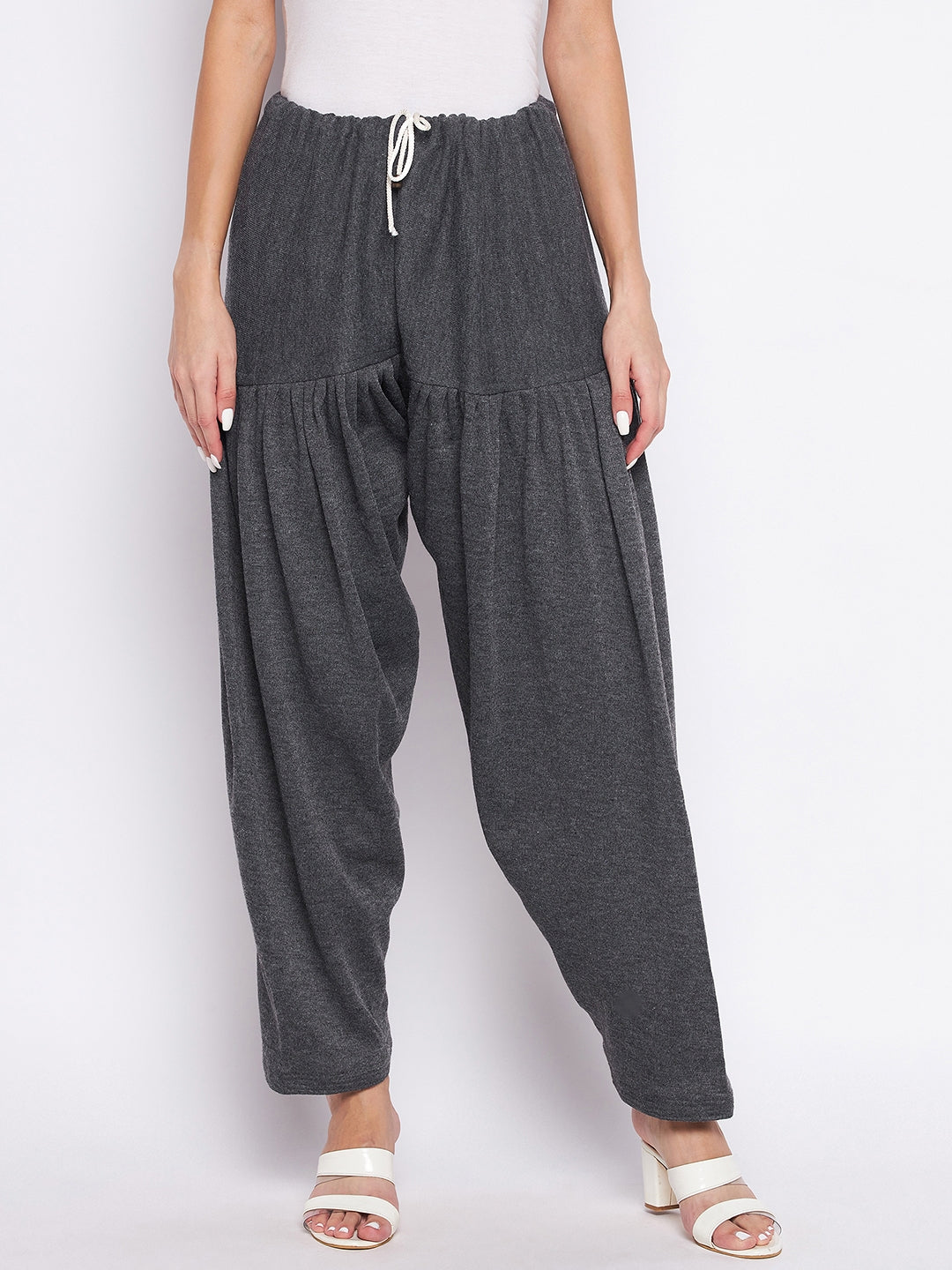 Dark grey solid woolen salwar for ultimate comfort and lightweight wear.