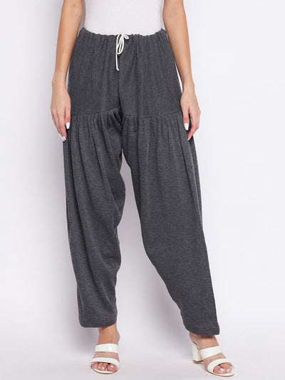 Dark grey solid woolen salwar for ultimate comfort and lightweight wear.