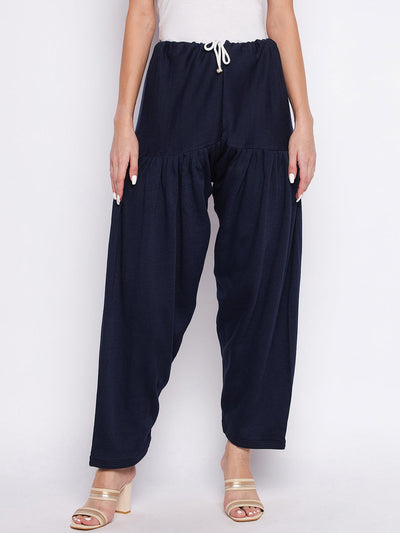 Navy Blue Solid Woolen Salwar from Clora, comfortable and lightweight.