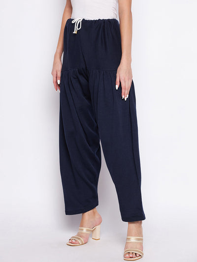 Clora Navy Blue Solid Woolen Salwar