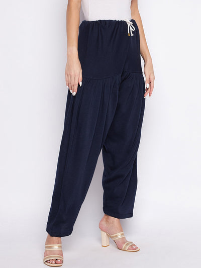 Clora Navy Blue Solid Woolen Salwar