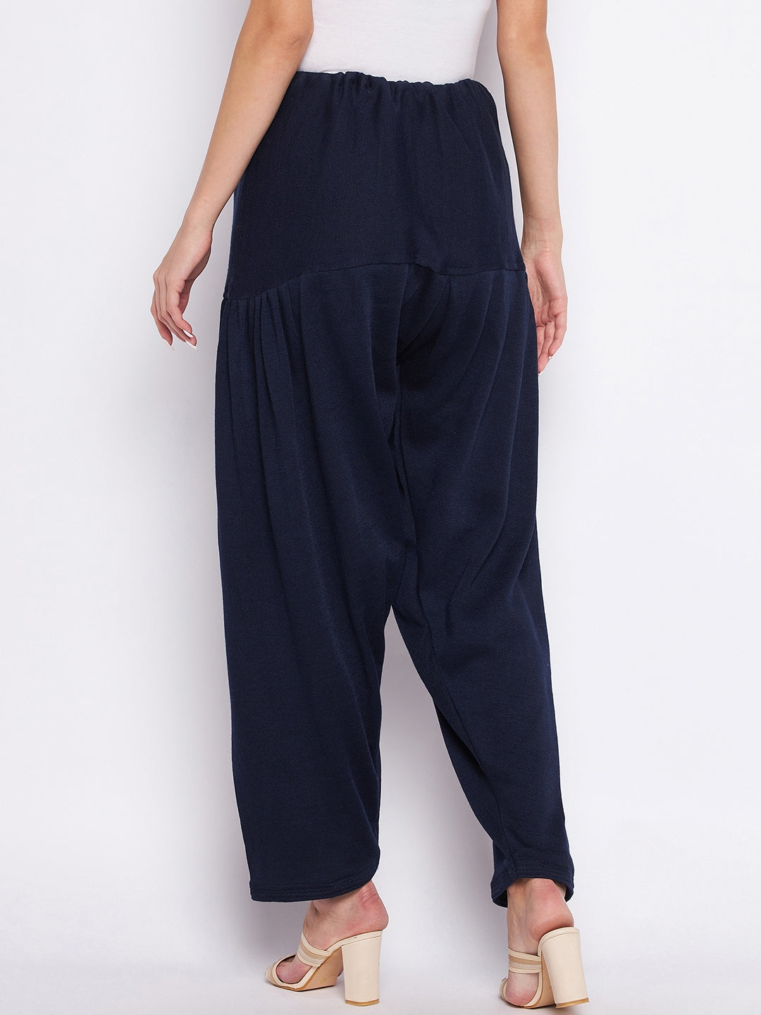 Clora Navy Blue Solid Woolen Salwar