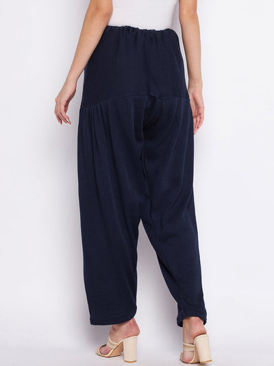 Clora Navy Blue Solid Woolen Salwar