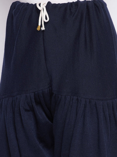 Clora Navy Blue Solid Woolen Salwar