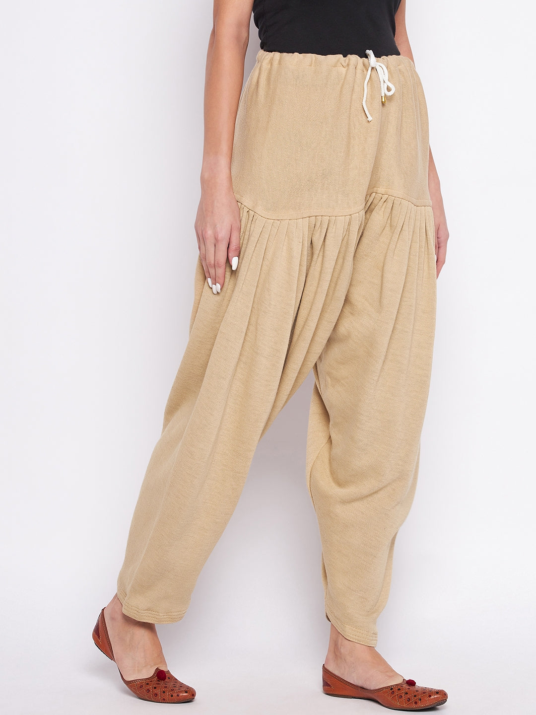 Fawn solid woolen salwar by Clora, comfortable and lightweight.