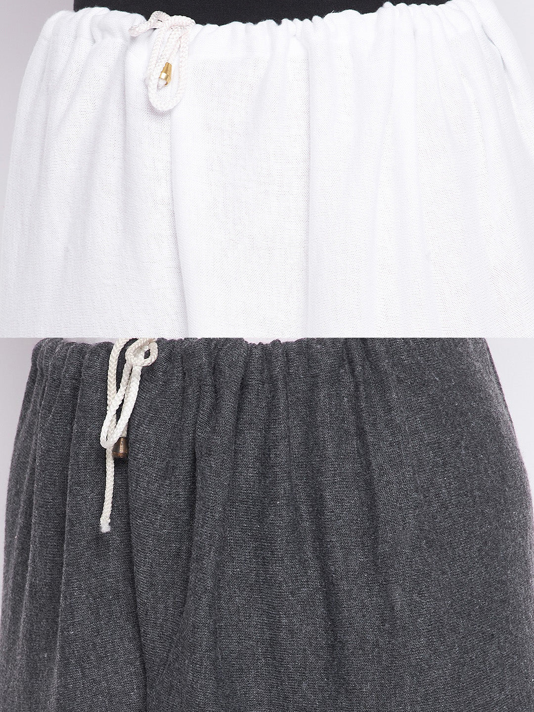 White and dark grey solid woolen salwar pack of 2, lightweight and comfortable.