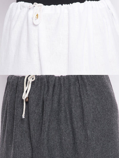 White and dark grey solid woolen salwar pack of 2, lightweight and comfortable.