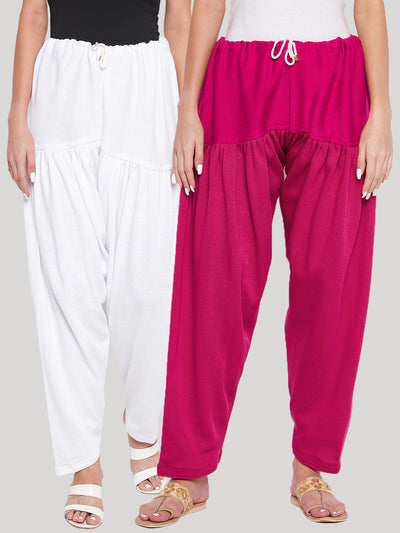 White and magenta solid woolen salwar pack of two, light and comfortable.