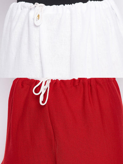 White & Red Solid Woolen Salwar Pack, lightweight and comfortable.