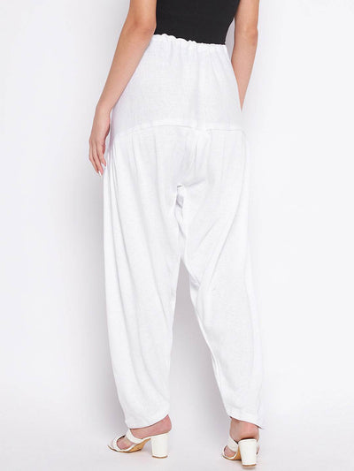White and fawn solid woolen salwar pack, lightweight and comfortable.