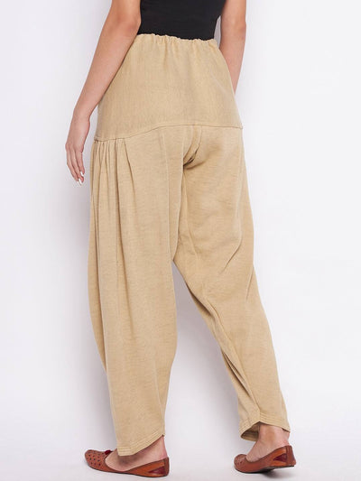 White & Fawn Solid Woolen Salwar Pack for women.