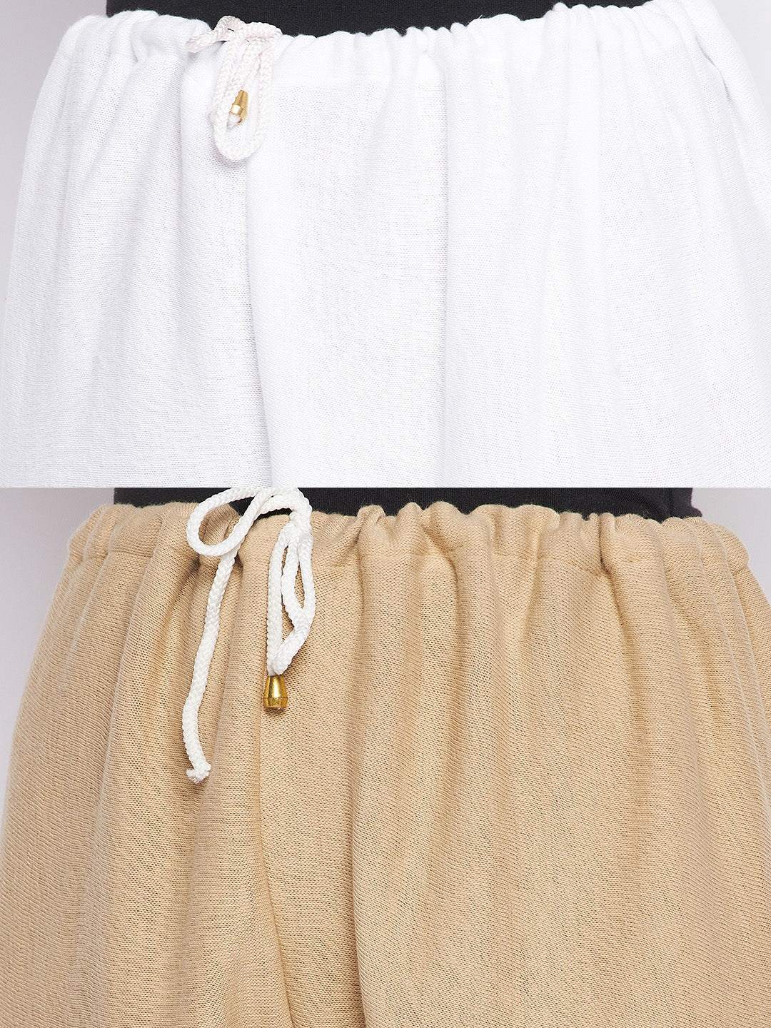 White & Fawn Solid Woolen Salwar Pack of 2, lightweight and comfortable.