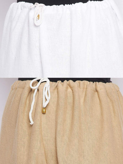 White & Fawn Solid Woolen Salwar Pack of 2, lightweight and comfortable.