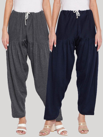 Grey and navy blue solid woolen salwar pack of 2, lightweight and comfortable.