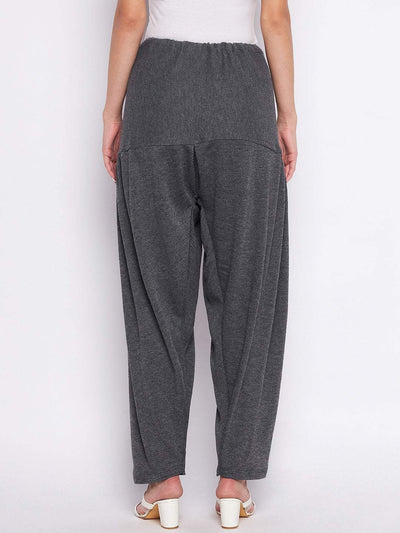 Grey and navy blue solid woolen salwar pack, comfortable and lightweight wear.
