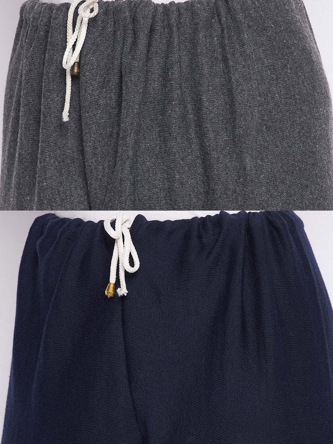 Grey and navy blue solid woolen salwar pack, lightweight and comfortable.