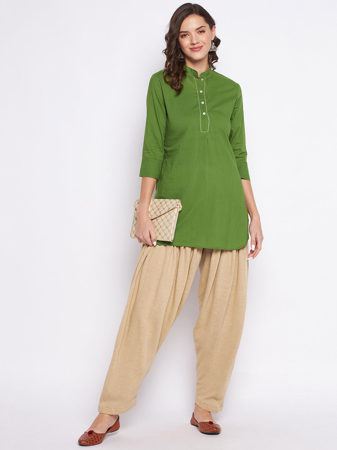 Grey & Fawn Solid Woolen Salwar Pack, comfortable and lightweight woolen bottoms.