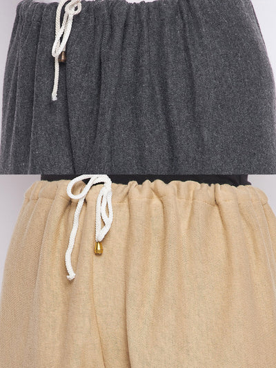 Grey and fawn solid woolen salwar pack of 2 from Clora for ultimate comfort.
