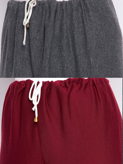Grey and maroon solid woolen salwar pack of 2, light and comfortable.