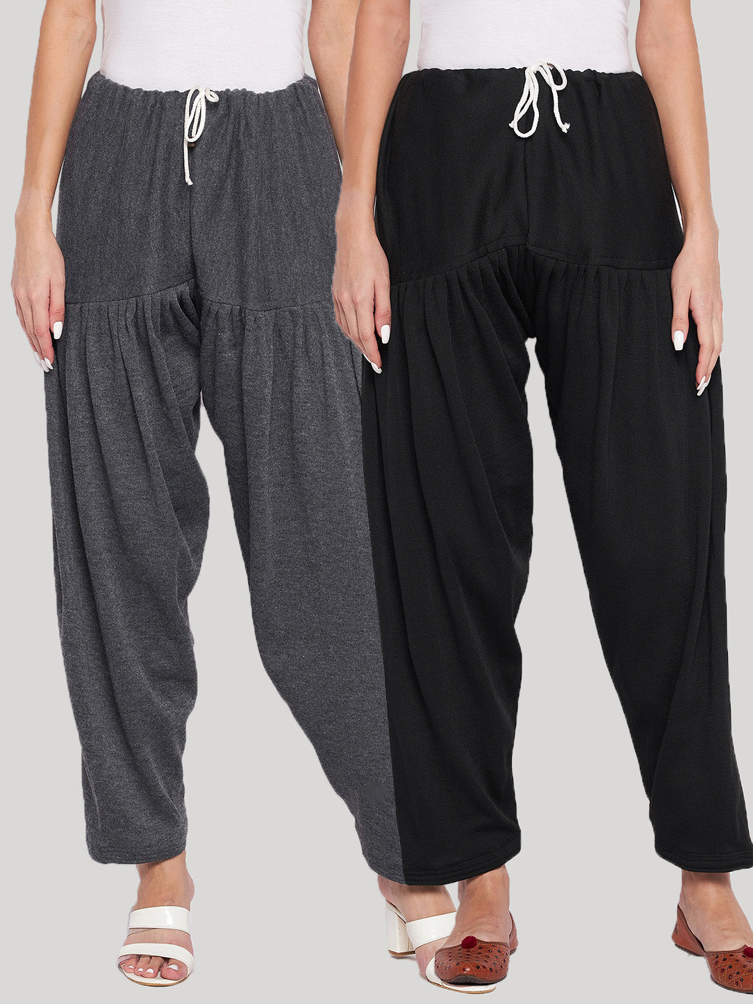 Grey and black solid woolen salwar pack of 2, comfortable and lightweight.