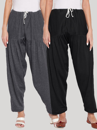 Grey and black solid woolen salwar pack of 2, comfortable and lightweight.