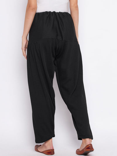 Grey and black solid woolen salwar pack, comfortable and lightweight.