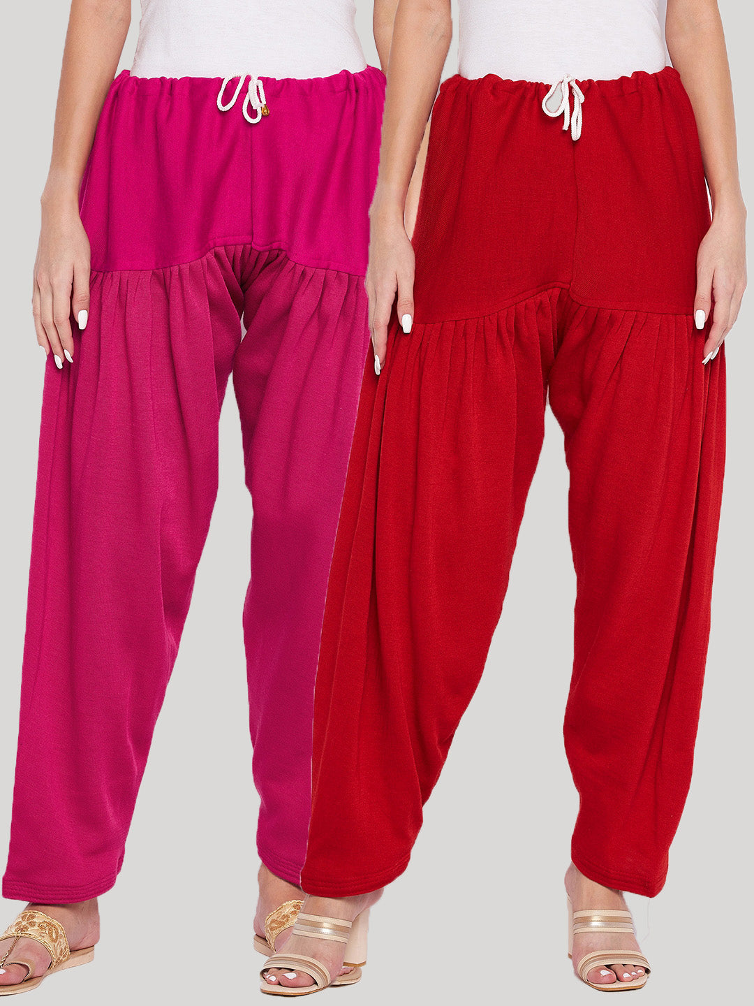 Magenta and red solid woolen salwar pack of two, lightweight and comfortable.