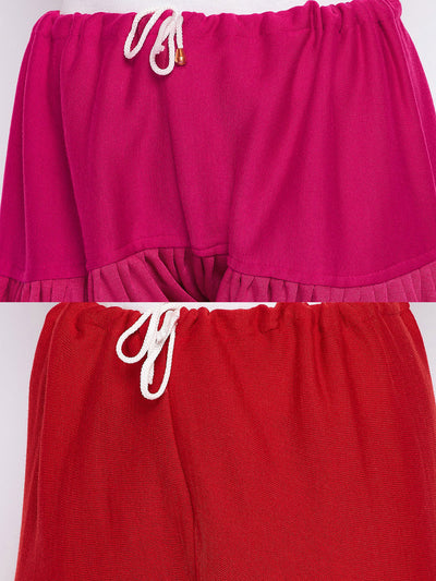 Magenta and red solid woolen salwar pack of 2, comfortable and lightweight fabric.