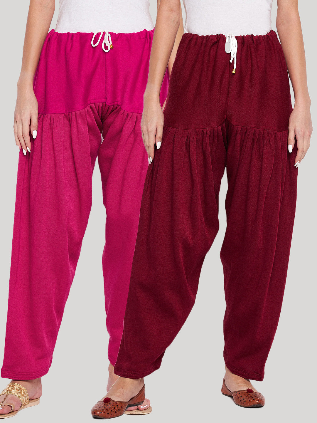 Magenta and maroon solid woolen salwar pack of 2, comfortable woolen fabric.