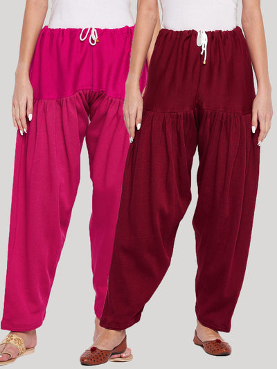 Magenta and maroon solid woolen salwar pack of 2, comfortable woolen fabric.