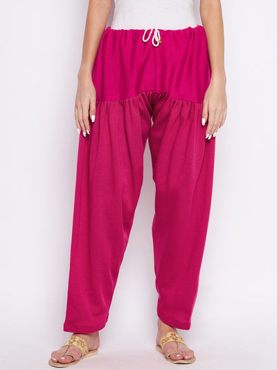 Magenta and maroon solid woolen salwar pack of two, comfortable and lightweight.