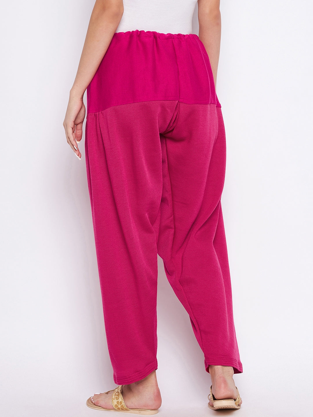 Magenta and maroon solid woolen salwar pack, lightweight and comfortable.