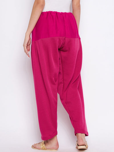 Magenta and maroon solid woolen salwar pack, lightweight and comfortable.