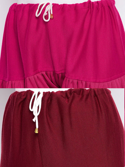 Magenta and maroon solid woolen salwar pack of 2.
