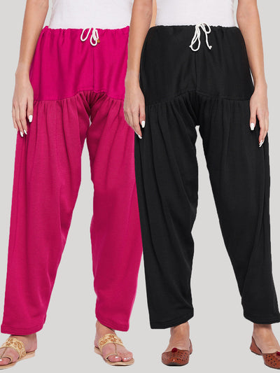 Magenta and black solid woolen salwar pack of two, comfortable and lightweight.