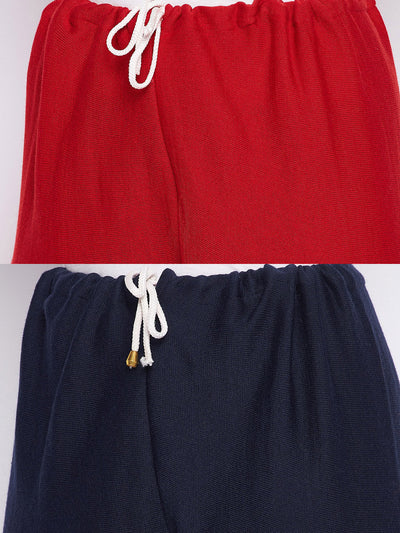 Red and navy blue solid woolen salwar pack, comfortable and lightweight.