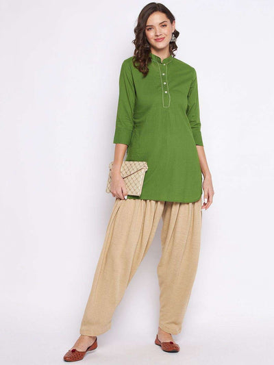 Red and fawn solid woolen salwar pack, comfortable and lightweight.